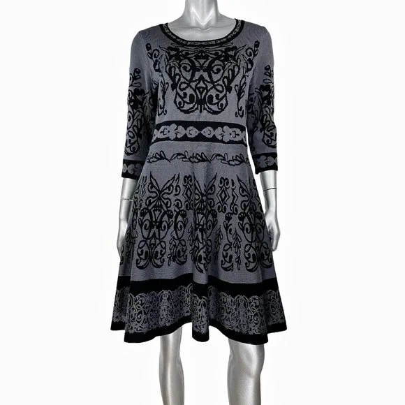 Taylor | Dresses | Taylor Fit Flare Gray And Black Sweater Dress L | Poshmark Taylor | Dresses | Taylor Fit Flare Gray And Black Sweater Dress L | Poshmark